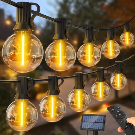 SAEIHGAE Exterior Jardín Solares Guirnalda Luces: Guirnaldas Luz Exterior Solar 15M 50FT G40 LED Plástico Bombillas 3 Modos