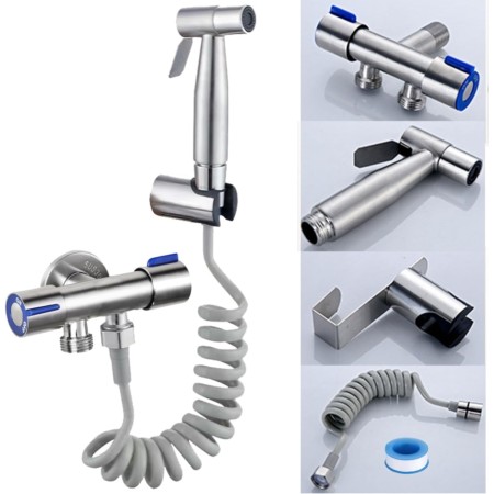 CHILL HOUSE Ducha Higienica para WC en Acero Inox con Grifo bidet, Manguera Bidet y Ducha bidet para Inodoro Completo - Grifo