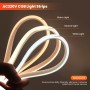 XUNATA 2m LED Neon Flexible 220V, Alto brillo Tira de LED COB con Cable de Alimentación, Cada Corte de 50 cm, IP65 Impermeable,