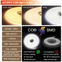XUNATA 2m LED Neon Flexible 220V, Alto brillo Tira de LED COB con Cable de Alimentación, Cada Corte de 50 cm, IP65 Impermeable,