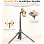 TONEOF Automática Palo Selfie Trípode, 168cm Monopie Tripode para Movil con Control Remoto Magnético Recargable,Soporte Movil