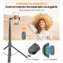 TONEOF Automática Palo Selfie Trípode, 168cm Monopie Tripode para Movil con Control Remoto Magnético Recargable,Soporte Movil