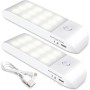 Lámpara Nocturna Recargable con Sensor Movimiento (2 PCs con 24 LED), Luces con 3 Modos, Luz Cálida para Armario, Gabinete,