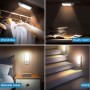 Lámpara Nocturna Recargable con Sensor Movimiento (2 PCs con 24 LED), Luces con 3 Modos, Luz Cálida para Armario, Gabinete,