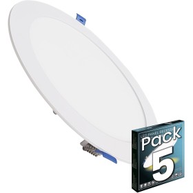 LED ATOMANT Pack 5x Downlight LED Panel Extraplano Redondo 220mm 20W, 1800 lumenes, Color Luz Fria (6500K), Corte estandar