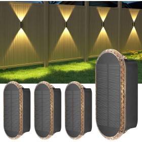 ELLASAY Aplique Solar Pared Exterior,Lámparas Solares Exteriores Arriba y Abajo IP65 Impermeable,3 Colores Brillantes Luces