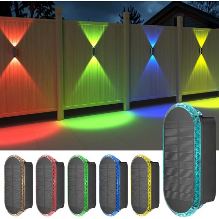 ELLASAY Aplique Solar Pared Exterior,Lámparas Solares Exteriores Arriba y Abajo IP65 Impermeable,3 Colores Brillantes Luces