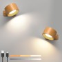 Luz de Pared de Interior, Lámpara de Pared con Batería de Carga USB, 3 Colores y 3 Niveles de Brillo Pared de Interior 360 °
