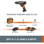 Worx wx108 Taladro atornillador 20V Máx. PowerShare, ligero, 2 baterías 2Ah, cargador y maletín Portabrocas 13mm, 45Nm, Luz LED