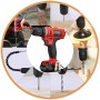 TEENO - Taladro atornillador inalámbrico PSR 21V + 2 baterías de litio + 41 accesorios + guantes profesionales LED Luz Para