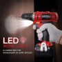 TEENO - Taladro atornillador inalámbrico PSR 21V + 2 baterías de litio + 41 accesorios + guantes profesionales LED Luz Para
