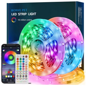 Tiras LED, Luces Habitación 10 Metros, Bonve pet Tira LED RGB, Bluetooth Musical con IR Control Remoto 40 Teclas y APP, 16