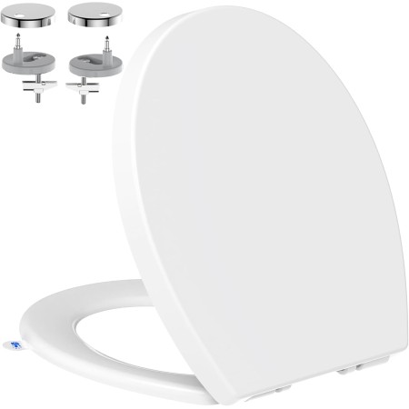 Tapa Wc Forma O Universal, YEAUPE PRO Asiento de Inodoro de Cierre Suave en Forma de O con Liberación Rápida para una Fácil