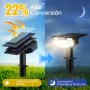 UNBON Luces Solares LED Exterior Jardin, 4 Piezas Focos LED Exterior Solares Jardin Potentes 32LED 3 Modos de Luz, Impermeable