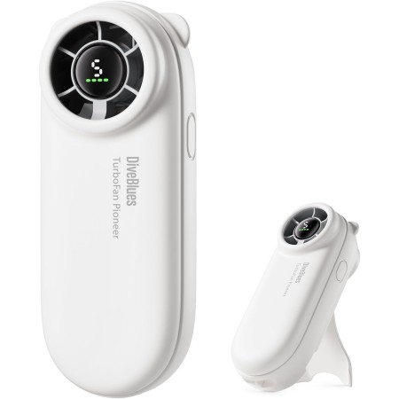 Diveblues TurboBear Mini Portable Turbo Fan - 8.8m/s Powerful, Super Light 85g, 5 Speed, Rechargeable Battery, Compact Pocket,