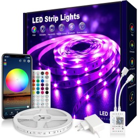 VKH Tiras LED 5 Metros(30 LEDs/m), Luces LED Habitación RGB Bluetooth con Control Remoto y App, Cambia el Color con la Música,
