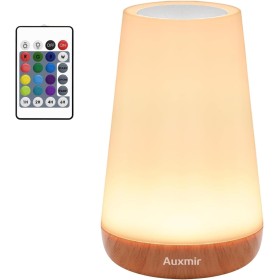Auxmir Lámparas de Mesita de Noche, Recargable 1800mAh con USB, Luz Nocturna LED sin Cable, Control Remoto y Táctil,