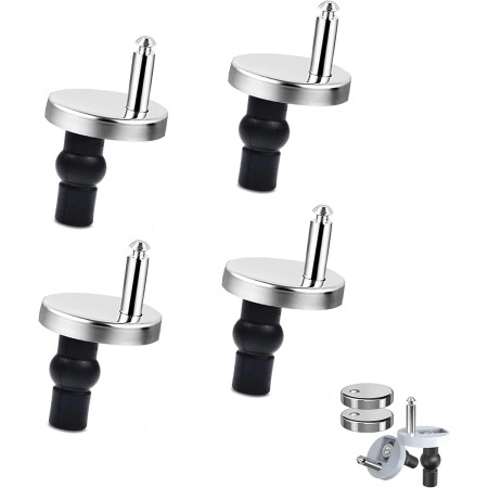 Paquete de 4 bisagras para asiento de inodoro con tornillos y tuercas expansibles, accesorios de asiento de inodoro fáciles de