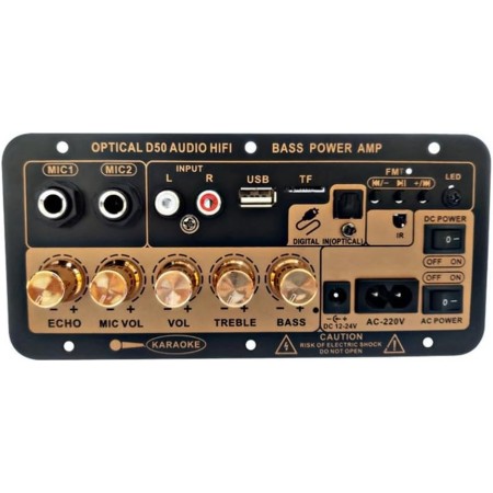 Comphic Placa de Amplificador de Potencia de Subwoofer D50 35W con Audio óPtico 12V24V220V Placa de Amplificador de Audio