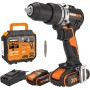 WORX Taladro Percutor a batería 20V Máx | WX352 | Motor sin escobillas | Power Share | 2 baterías de 2Ah | Cargador y maletín |