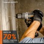 WORX Taladro Percutor a batería 20V Máx | WX352 | Motor sin escobillas | Power Share | 2 baterías de 2Ah | Cargador y maletín |