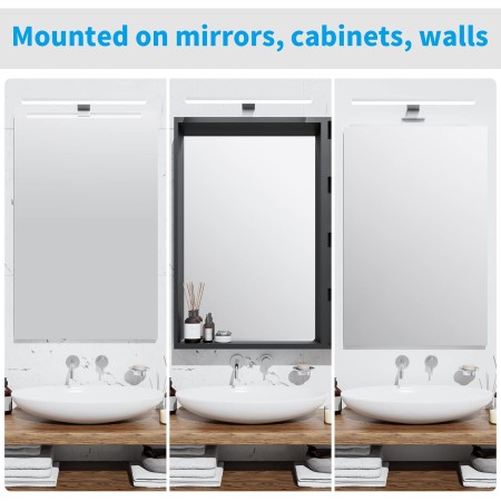 Aourow Lampara Espejo Baño 10W,40CM 820LM Aplique Luz Espejo Baño,Blanco frío 6500K Luces de LED Espelho Resistente al Agua para