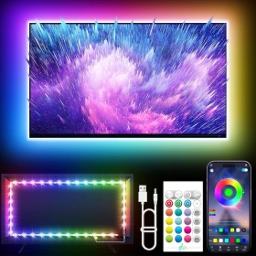 KANTUTOE TV LED Lights Strip, 5m RGB TV Backlight for 45-75in TV, Music Sync, Bluetooth APP & Remote Control USB Powered LED
