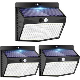Peasur Luz Solar 3 Paquete/138 LED/3 ModosSúper Brillante Focos Solares con Sensor de Movimiento Impermeable IP65 Farolas