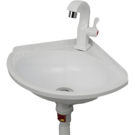 Lavabo Plástico Blanco Sin Taladrar Lavabos De Montaje En Pared, Lavabo Suspendido Con Grifo+Juego De Desagüe,Lavabo De Cuarto