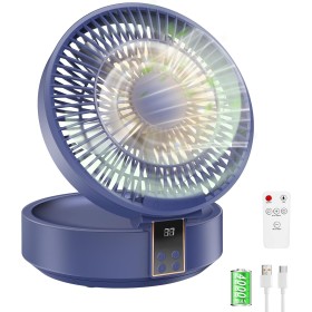 Table Fan, USB Rechargeable Powerful Quiet Fans with Remote Control, LED Display, 120° Rotation Oscillating, 3 Speed, Portable