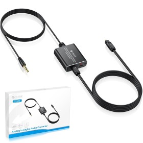 eSynic Convertidor de 3,5 mm a Óptico de Carcasa de Aleación de Aluminio, Adaptador de Audio Analógico a Digital Convertidor de