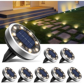 btfarm 8 Paquetes Luces Solares LED Exterior Jardin Suelo, 8 LED Luz Solar Exterior Jardin, IP65 Impermeable Lamparas Solares