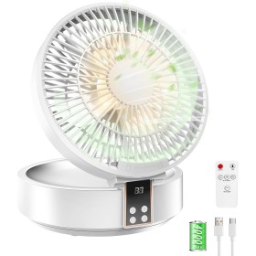 Table Fan, USB Rechargeable Powerful Quiet Fans with Remote Control, LED Display, 120° Rotation Oscillating, 3 Speed, Portable