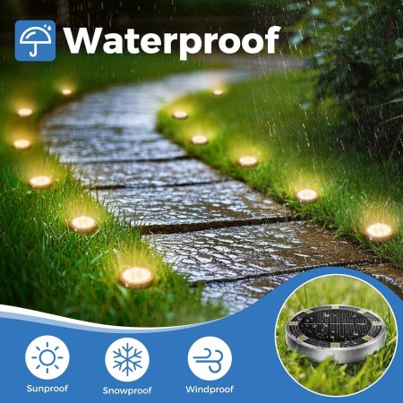 Peasur 12 Paquetes Luces Solares LED Exterior Jardin Suelo,8 LED Luz Solar Exterior Jardin, IP65 Impermeable Luces Solares para