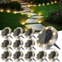 Peasur 12 Paquetes Luces Solares LED Exterior Jardin Suelo,8 LED Luz Solar Exterior Jardin, IP65 Impermeable Luces Solares para