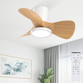 Ateroll Ventilador de Techo con Luz, Ø61CM, 3CCT (3000K-4000K-5000K), 1500LM Ventilador de Techo con Mando a Distancia, 6