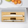 Relaxdays Dispensador Papel Aluminio y Film, 3 Rollos, Cajón, Bambú, 21,5x33,5x8cm, Soporte Portarrollos Cocina, Natural,