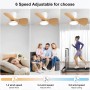 Ateroll Ventilador de Techo con Luz, Ø61CM, 3CCT (3000K-4000K-5000K), 1500LM Ventilador de Techo con Mando a Distancia, 6