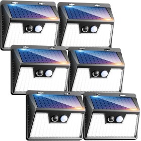 kolpop Luz Solar Exterior Potente,[6 Paquete/140 LED] 3 Modos, con sensor de movimiento, Foco Impermeable IP65, para jardin y