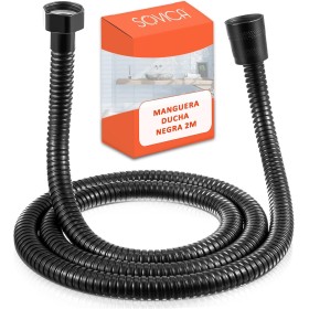 Manguera ducha negra 2m acero inoxidable flexible universal anti-torsion conexion universal 2 metros