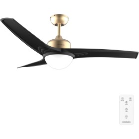 Cecotec Ventilador de Techo con Luz EnergySilence Aero 560 GoldBlack. 60W, Diámetro 52”, 3 Aspas, Luz LED de 18W, Mando,