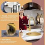 HZKSINNK Fregaderos de cocina, Fregadero individual dorado, 1 lavabo redondo de cocina / baño fregadero de acero inoxidable en