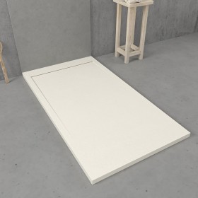 VAROBATH | Plato de Ducha URBANSTONE – Material Resina con Carga Mineral y Textura Pizarra Antideslizante C3 – Incluye Válvula