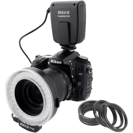 Meike MK-FC100 LED Macro anillo Flash luz Manual trabajo Universal par
