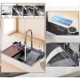 Fregadero Multifuncional 1 Seno, Negro Encimera Cocina, Fregadero Inteligente con Fregadero de Cascada Nano Revestimiento con
