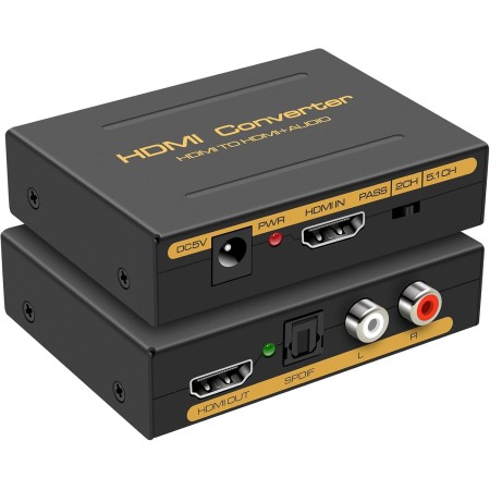 HDMI Extractor 4K Adaptador HDMI Óptical Convertidor de Audio de L R Stereo Soporte 4K30Hz PCM para PS4 5 Xbox Projectores