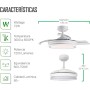 Ceiling Fan with LED Light 36W White in 3 Light Temperatures with Remote Control - Efficient and Quiet DC Motor, 3 Tones,