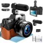Cámara Digital 4K para fotografía, cámara Vlog con Zoom Digital 16X pa