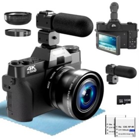 Cámara Digital 4K para fotografía, cámara Vlog con Zoom Digital 16X pa
