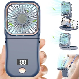 Kouric Rechargeable Hand Fan, Portable Mini Fan 5 Speeds,180° Foldable USB Hand Fan,Portable Rechargeable Fan with Power